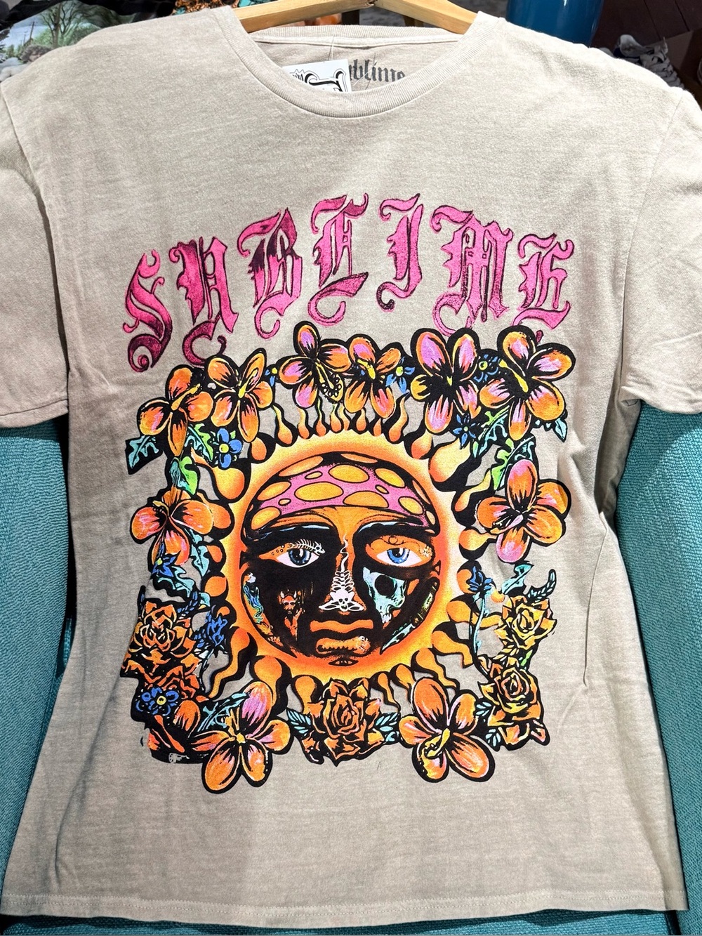 NWT SUBLIME REVIVAL WASHED GRAPHIC TEE, SAND, SIZE S/M